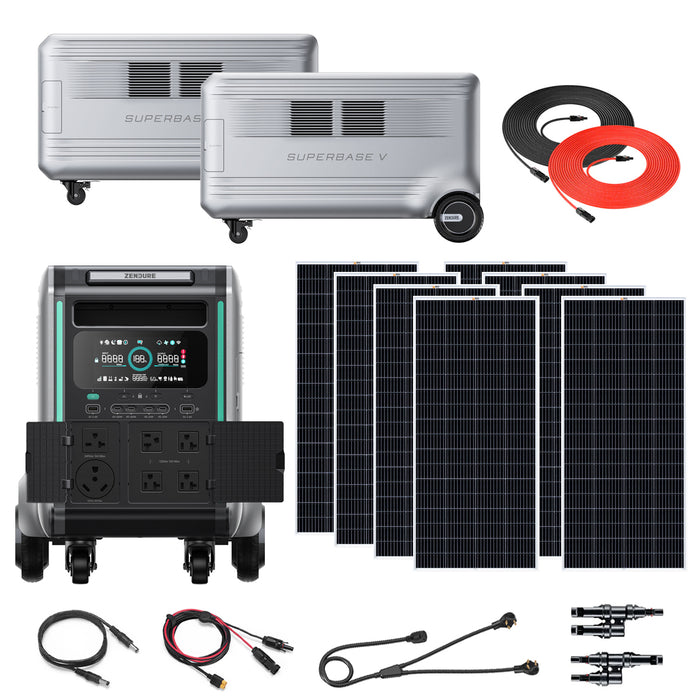 Zendure SuperBase V4600 3600W 120/240V Power Station Kit | 3 x 4608Wh Batteries (13.8kWh) | 4, 6 or 8 200 Watts Rigid Solar Panels