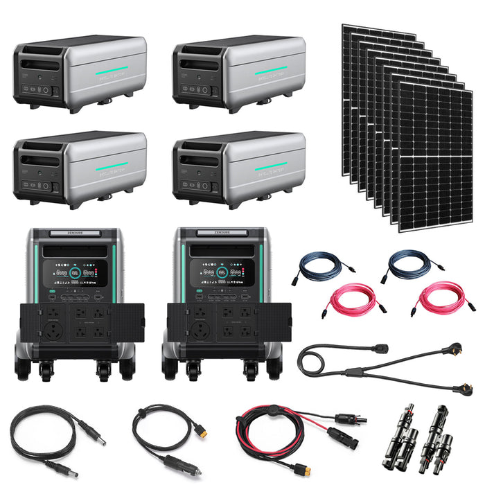 Zendure SuperBase V6400 7,200W 120/240V Portable Power Station Kit | 38.4kWh Lithium Battery Bank | 8 x 335W Solar Panels (2,680W)