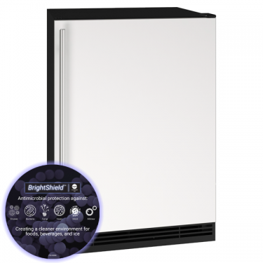 U-Line 24" Refrigerator with Reversible Hinge Solid White Door and BrightShield Lighting Technology