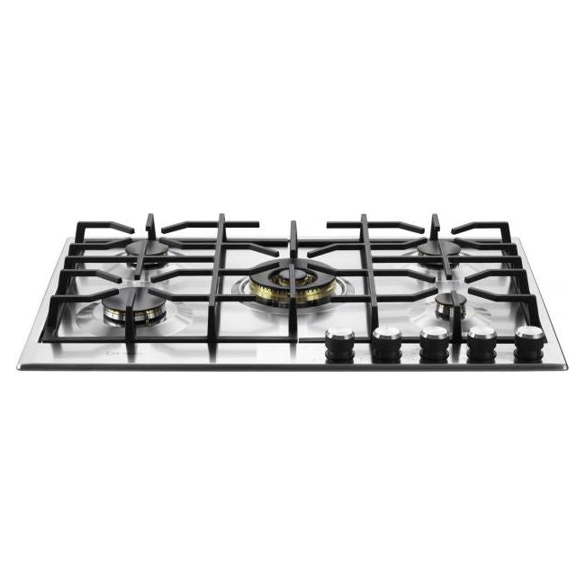 Verona Designer Series 30" Gas Cooktop with 5 Brass Sealed Burners, Continuous Grates, Flame Failure Safety, Soft Touch Rubberized Knobs, and LP Kit Included