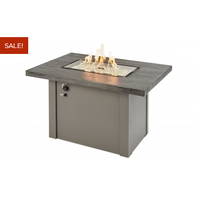 Outdoor Greatroom Stone Grey Havenwood Rectangular Gas Fire Pit Table with Grey Base