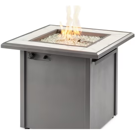 Outdoor Greatroom Vaughn Aluminum Square Gas Fire Table White Top with Grey Base
