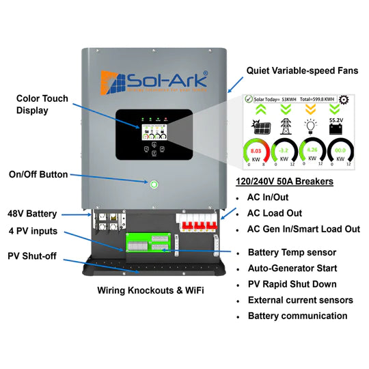 Sol-Ark 8k Hybrid Inverter 10 Year Warranty Included