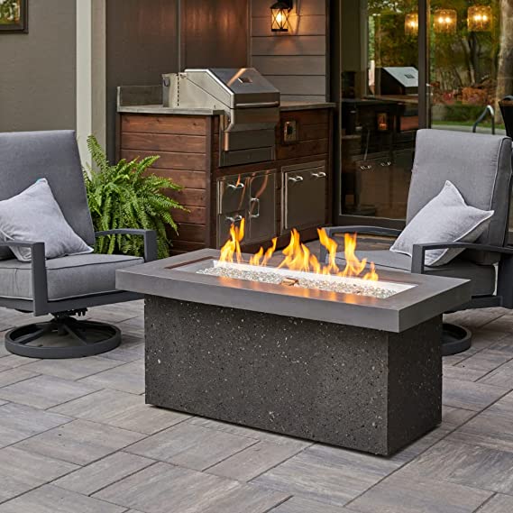 Outdoor Greatroom Grey Key Largo Linear Gas Fire Pit Table