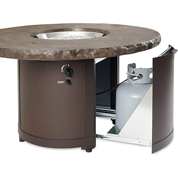 Outdoor Greatroom Marbleized Noche Beacon Round Gas Fire Pit Table