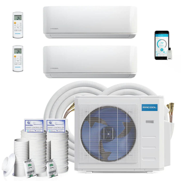 MRCOOL DIY Mini Split - 21,000 BTU 2 Zone Ductless Air Conditioner and Heat Pump with 16 ft. Install Kit.