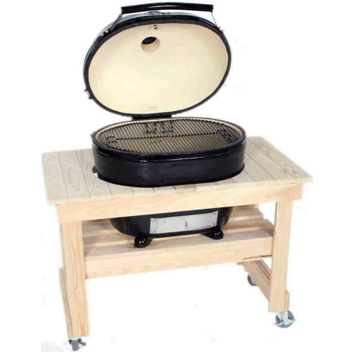 Primo Oval XL Jack Daniels Edition Charcoal Grill with Cypress Table