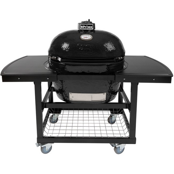 Primo Oval XL Charcoal Grill with Cart and Island Top