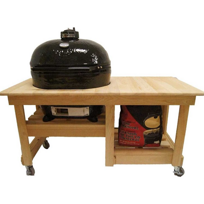 Primo Oval Junior Charcoal Grill with Cyperss Countertop Table