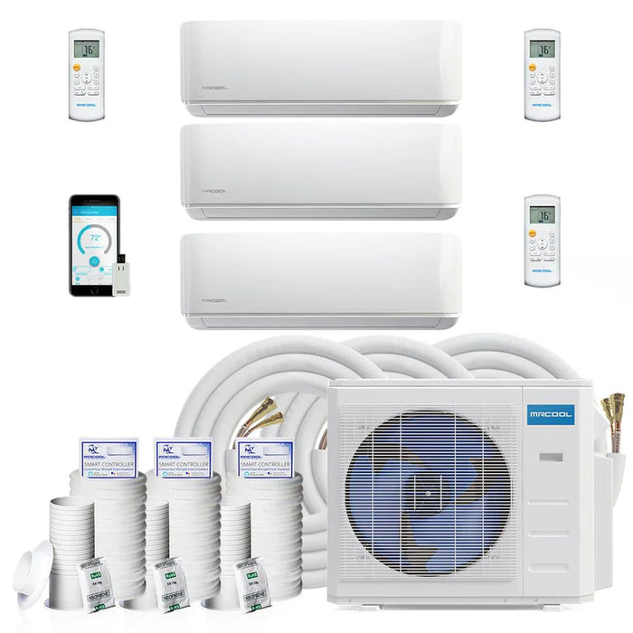 MRCOOL DIY Mini Split - 30,000 BTU 3 Zone Ductless Air Conditioner and Heat Pump with 50 ft. Install Kit.