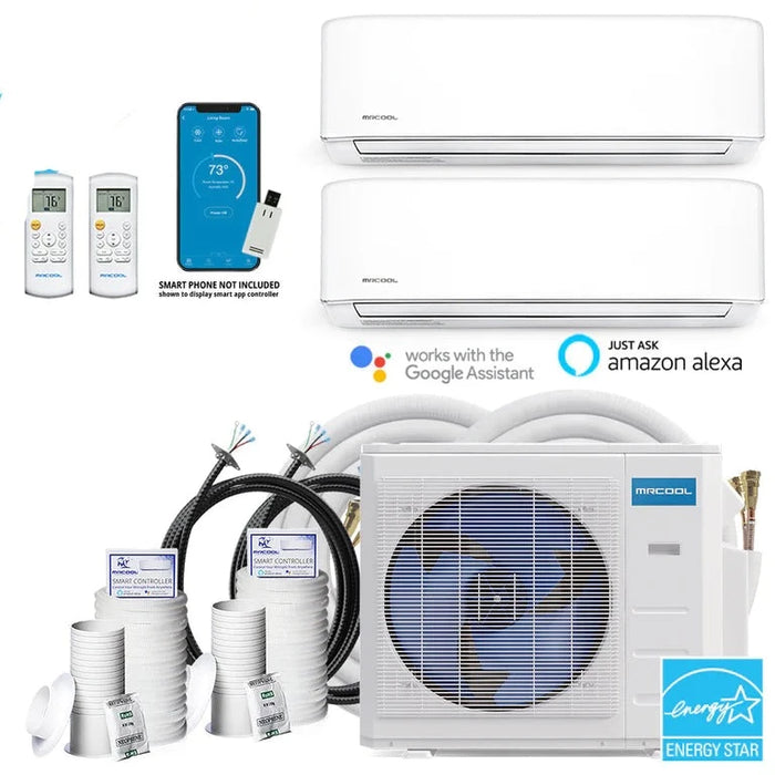 MRCOOL DIY Mini Split - 24,000 BTU 2 Zone Ductless Air Conditioner and Heat Pump with 25 ft. and 50 ft. Install Kit