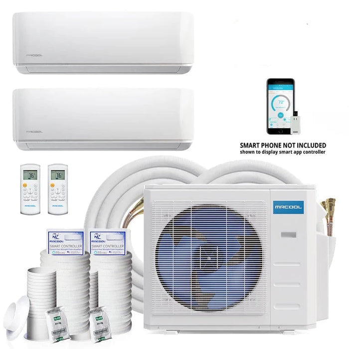MRCOOL DIY Mini Split - 24,000 BTU 2 Zone Ductless Air Conditioner and Heat Pump with 25 ft. Install Kit