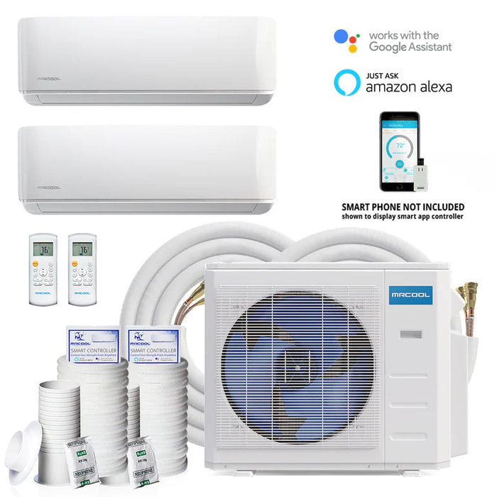 MRCOOL DIY Mini Split - 18,000 BTU 2 Zone Ductless Air Conditioner and Heat Pump with 25 ft. and 50 ft. Install Kit
