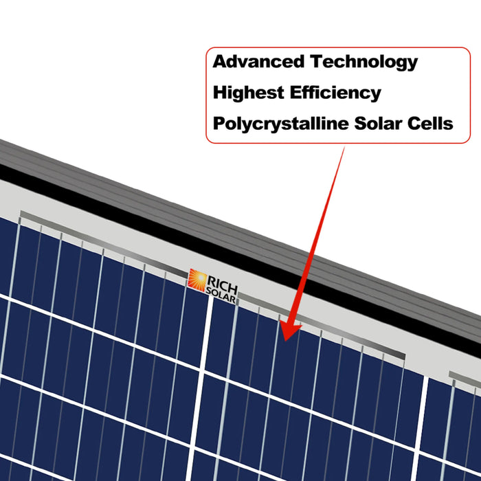 Rich Solar Mega 100 Watt Poly Solar Panel Black Frame