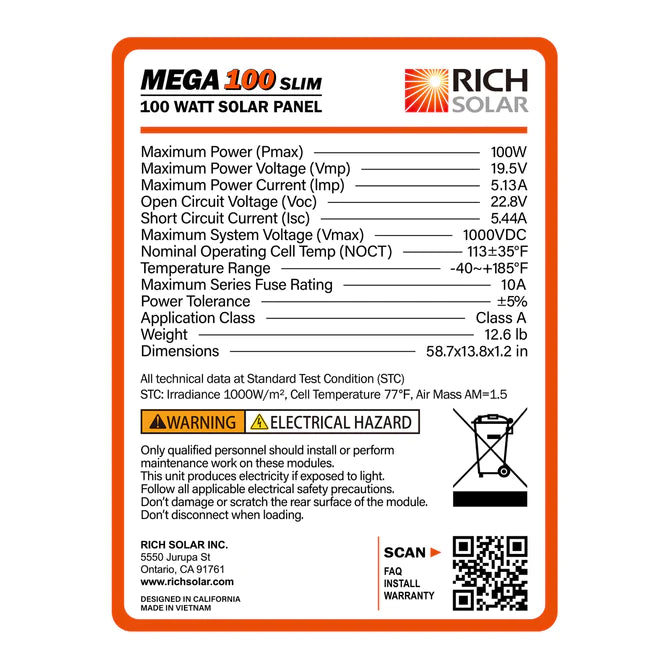 Rich Solar-Mega 100 Slim Solar Panel