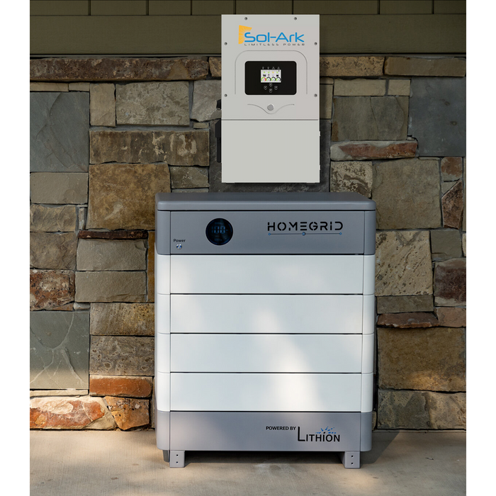 Sol-Ark 12K + HomeGrid [9.6kWh] Lithium Phosphate Battery Bank | Off-Grid Solar Power | 10-Year Warranty