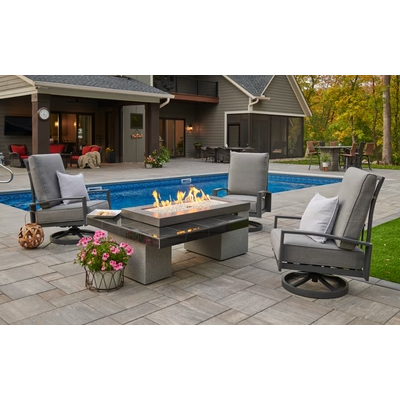Outdoor Greatroom Black Uptown Linear Gas Fire Pit Table