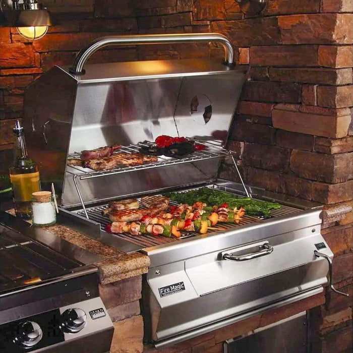 Fire Magic Grill 24" Legacy Built-In Charcoal Grill w/ Analog Thermometer 12-SC01C-A