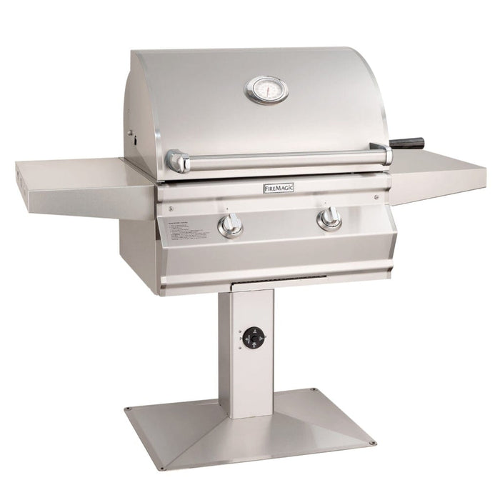 Fire Magic Grill 24" 2-Burner Choice Multi-User Accessible CMA430s Patio Post Mount Gas Grill w/ Analog Thermometer