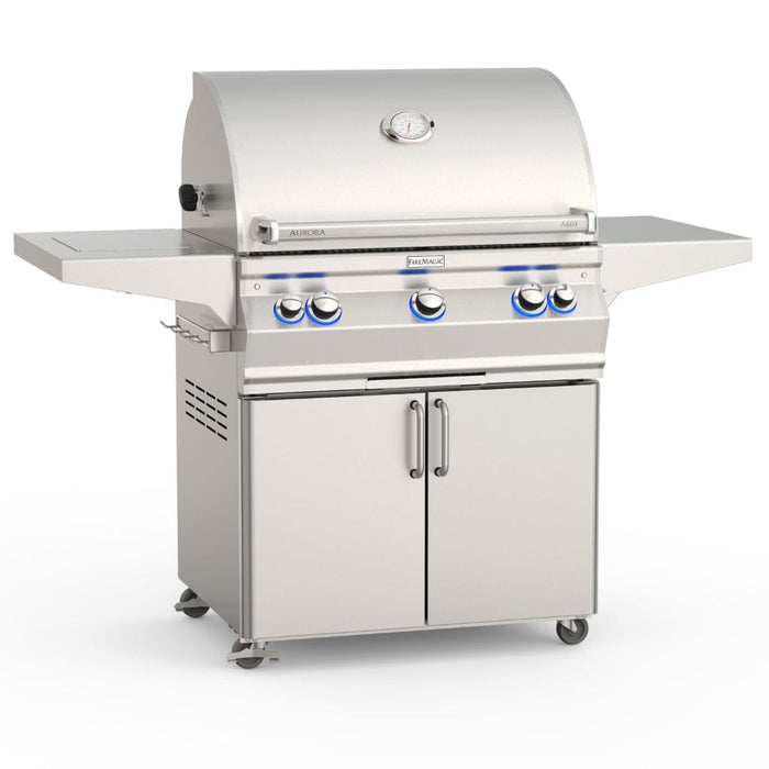 Fire Magic Grill 30" 3-Burner Aurora A660s Gas Grill w/ Single Side Burner, Rotisserie & Analog Thermometer