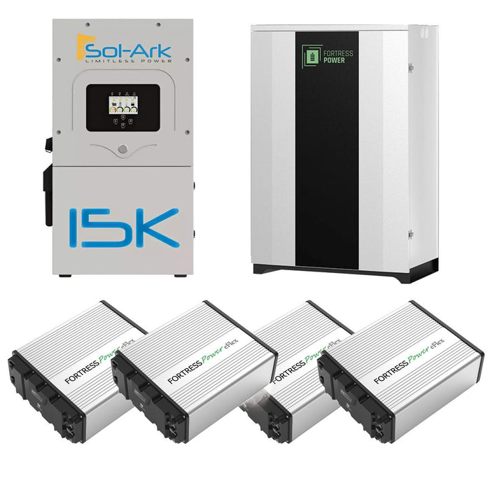 Sol-Ark 15K + Fortress Power eFlex Battery + Fortress Durarack Enclosure Bundle (SA-Limitless-15K, eFlex 5.4 G2, Durarack)